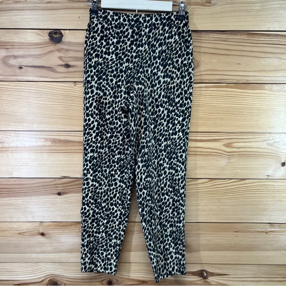 J Crew Jamie Pant 00 Animal Print Pull On Elastic Waist Poly Pockets Taper B144 - Picture 1 of 13